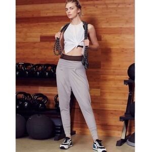 FP MOVEMENT Cozy Up Dance Harem Pants Grey Ribbed High Waisted Joggers Med